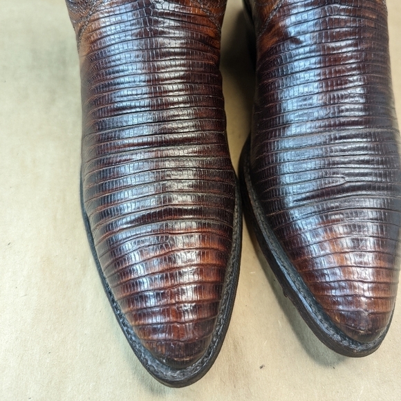 Dan Post boots women's sz 5.5M Exotic Genuine Brown Teju Lizard Classic Western - Picture 5 of 13